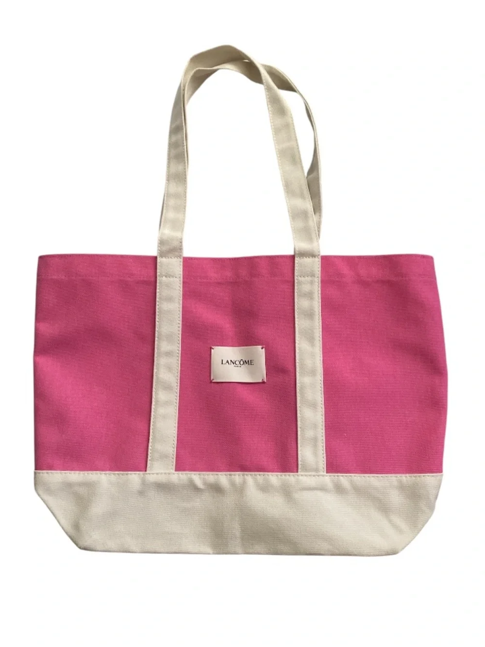 Lancome Pink Canvas Tote with Cream Accents